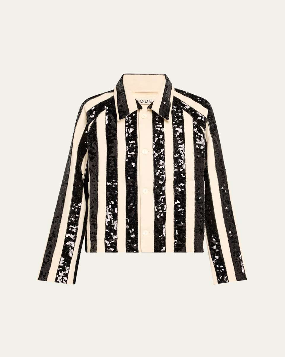Grandstand Sequined Stripe Cropped Jacket